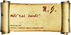 Mátai Jenő névjegykártya