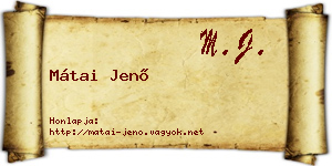 Mátai Jenő névjegykártya